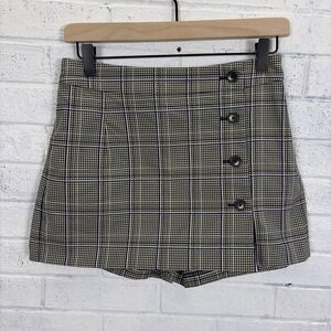 Sunday Best Aritzia Skort Size 6 Gray Plaid Wrap Side Zip Preppy Preppy Academia